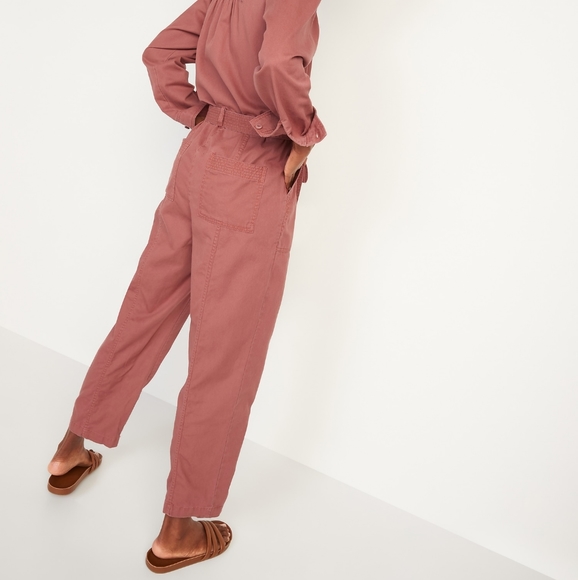 🆕️ NWT Long-Sleeve Zip-Front Cropped Utility Jumpsuit for Women in 'Dusty Pink' - Picture 6 of 14